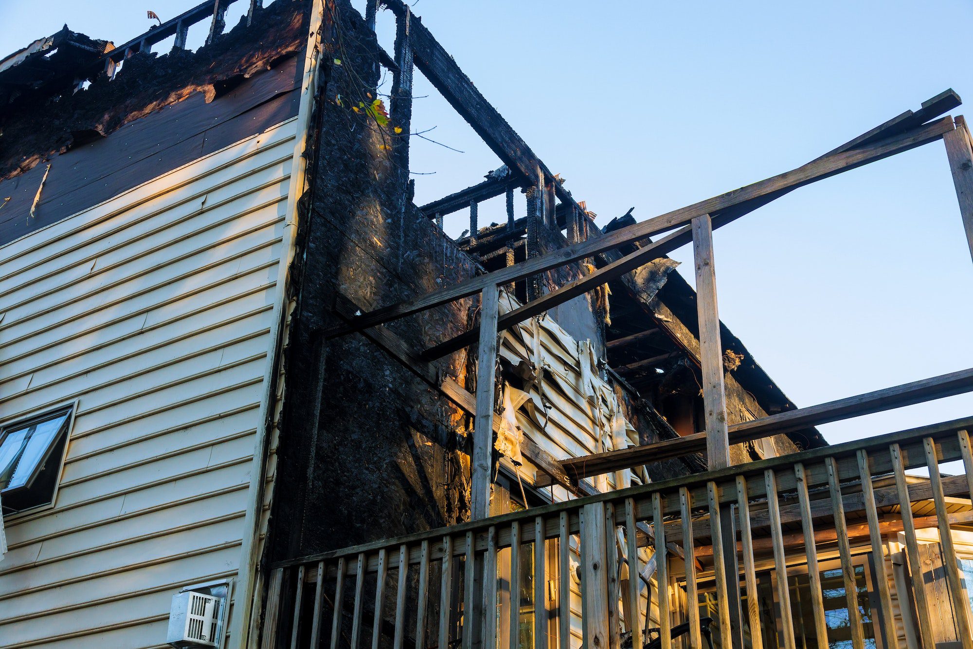 Burned home after fire the parts of the house after burnning